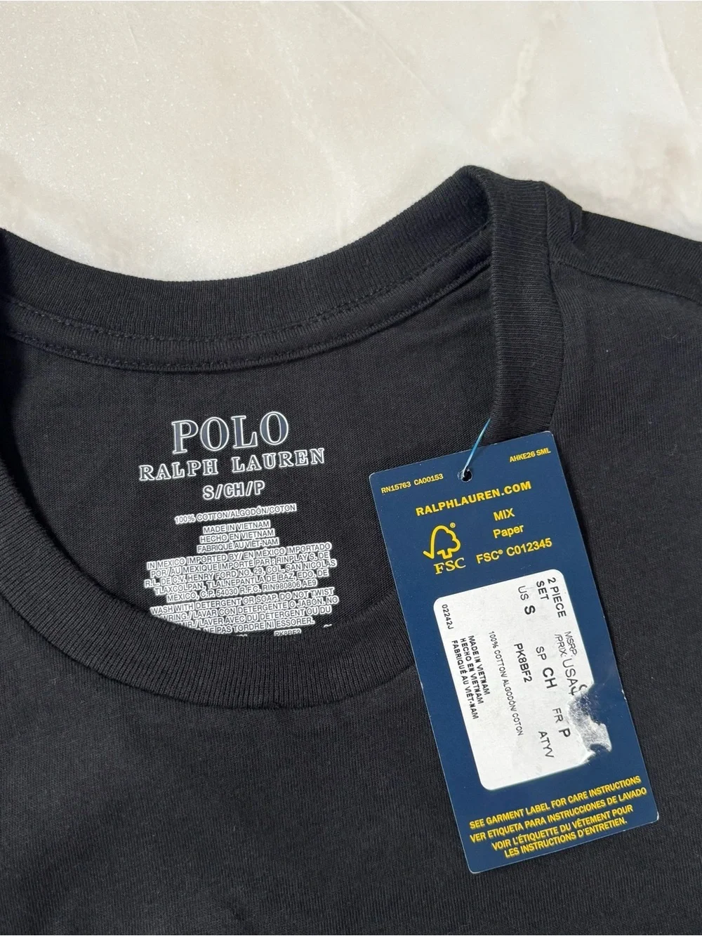 Polo Ralph Lauren Men's Polo Bear Pajama 2 Piece Set Size Small New Black